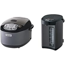 Zojirushi Rice Cooker & Warmer 10-Cup and Water Boiler & Warmer 5.0 Liter, Metallic Black