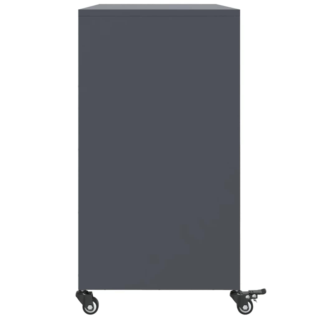 Credenza in Acciaio con Ruote 6 Ante Mobiletto Antracite 100,5 cm
