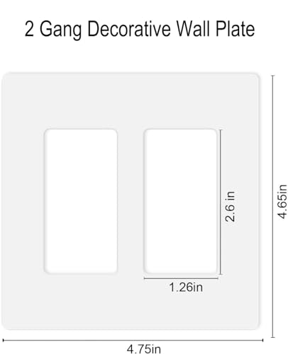 Image of Screwless Decorator Wall Plates 2-Gang Switch Outlet Electrical Cover Plate Unbreakable Thermoplastic Faceplate for Decorative Receptacle Outlet Switch, White (10 Pack)