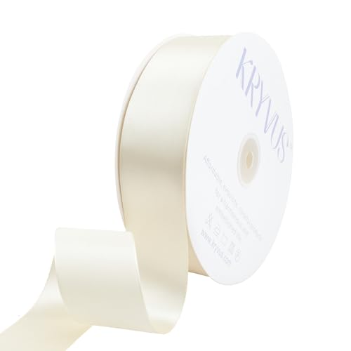 Beige Satin Ribbon 1-1/2 inch x Continuous 100 Yards for Gift Wrapping