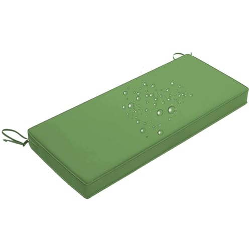 Cojín impermeable para banco de exterior, almohadilla antideslizante de alta densidad para muebles de patio, 80/120/100/150/180 x 40 cm, cojín de repuesto verde hierba con lazos (170 x 35 x 5 cm)