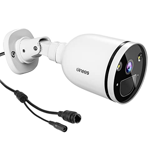 winees 2.4/5GHz 4MP 2K WLAN Überwachungskamera Außen mit Scheinwerfer, Farbnachtsicht Sicherheitskamera mit Spotlight, IP66 Wasserdicht, Pakete/Fahrzeug/Personenerkennung, 2 Wege Audio mit Alexa Cover