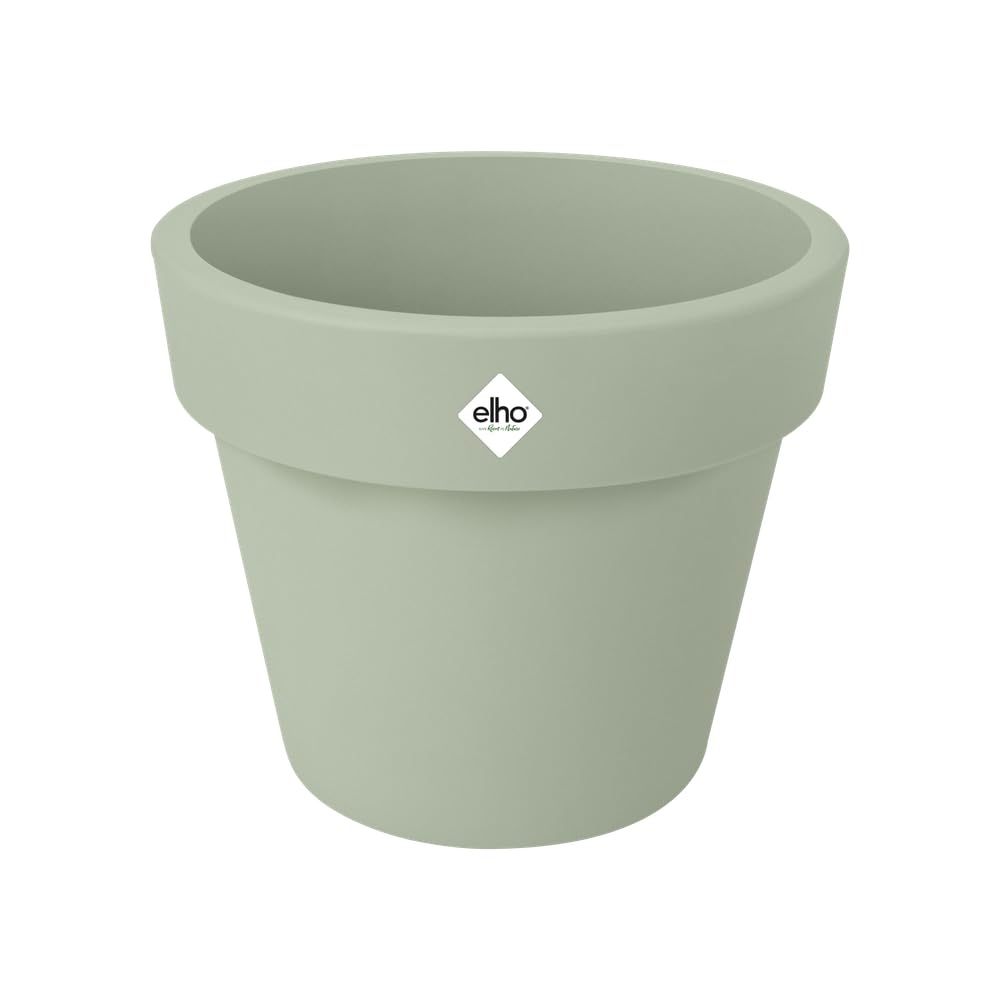 Elho Stone Green Green Basics Top Planter 30 - Flower Pot For Outdoor - Ø 29.5 X H 25.2 Cm - Green
