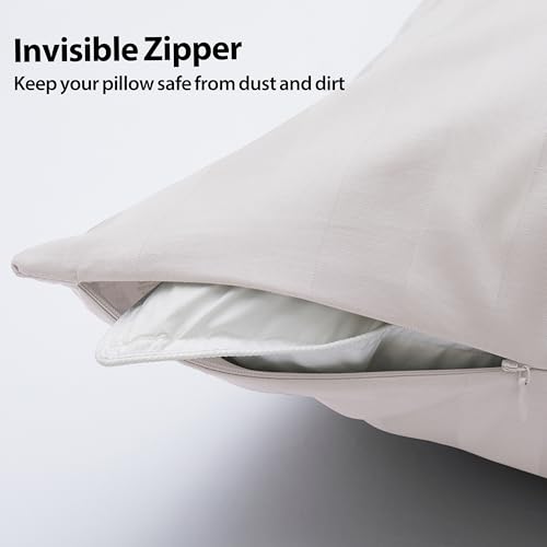 Image of 100% Cotton Toddler Pillow Protectors with Invisible Zipper, 600 Thread Count Sateen Wave Soft Breathable Hypoallergenic Nursery Pillowcases for Kids, 13x18 Inches, Set of 2