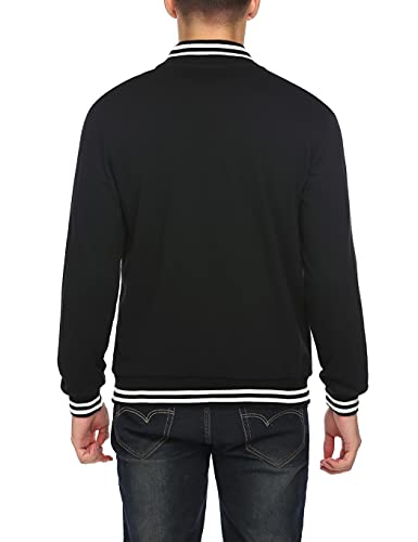 Image of COOFANDY Men Fashion Long Sleeve Button Front Cotton Bomber Baseball Jacket