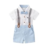 Baby Boys Gentleman Outfits Suit Set,Shirt+Pants+Bow Tie+Suspenders,3-6 Months