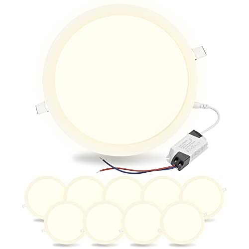 Yescom 7 Inch Led Recessed Light Ceiling Panel 10 Pack 1000Lm Canless Downlight 3000-3500K Warm White 15W Ultra-Thin Wafer Fixtures Lamp Rohs Certified #TOP25