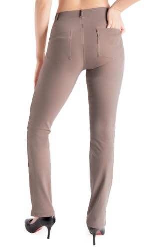 Image of Yogipace Women's Straight Leg Yoga Dress Pants for Work, 27 inch-37 inch Inseams