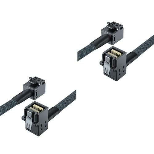 10Gtek SFF-8643 to SFF-8643 12G Internal Mini SAS HD Cable, with Sideband, for NVMe Backplane/RAID Card, Hot-Swap &amp; SATA Compatibility, 100-Ohm, Straight to Right Angle, 1-m(3.3ft)