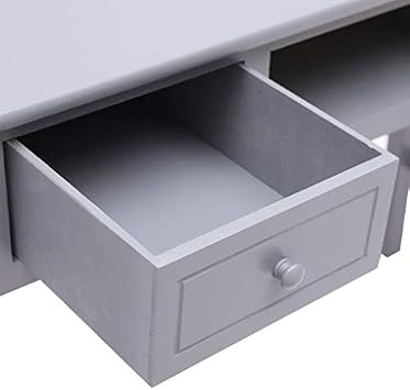 Modern Small Computer Desk for Home Office, 110x45 cm Wooden Study Table with Storage Shelf & 2 Drawers, Space-Saving Writing Desk for Efficient Workspace (D)