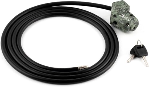 ZEISS Secacam Câble Antivol avec Clé – longueur 200 cm, Acier 8 mm Ultra-Résistant, Revêtement en Caoutchouc Anti-Intempéries, pour Caméra de Chasse, Surveillance et sécurité, 2 Clés Incluses