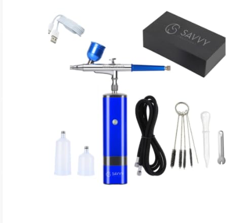 SAVVY Stuck! Airbrush Machine - Achieve Flawless Brows: Best Airbrush Machine for Eyebrow Tinting"", Blue