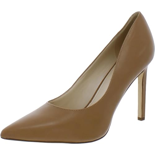 Nine West Womens Tatiana Leather Stiletto Dress Pumps Tan 9 Wide (C,D,W)