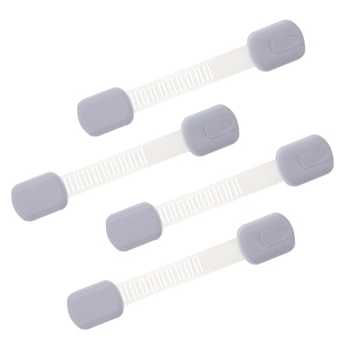 HAMPPLIES 4個ベビーガードロック 調節可能ストラップ式 家具 冷蔵庫用 ロック いたずら防止 指はさみ防止 幼児 対策 自己粘着式 白色