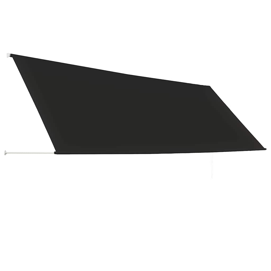 Wysuwana markiza 400 x 150 cm, antracytowa rama stalowa, odporna na promieniowanie UV i wodę, na balkon, taras, do ogrodu, z korbą jako ochrona przed słońcem i wzrokiem