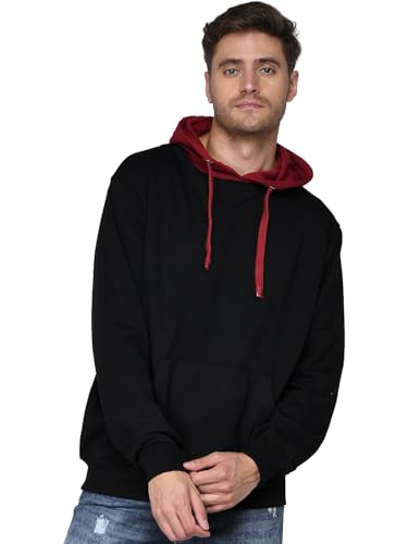 Image of The SV Style Random Print Graphic Print Pullover Hoodie, Black, Long Sleeve with Kangaroo Pocket 320 GSM Fleece Inside