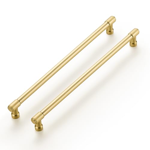 Image of Ravinte 10 Pack 10 Inch Hole Center Solid Kitchen Cabinet Handles Brushed Gold Dresser Pulls Cabinet Drawer Pulls for Kitchen Cupboard Hardware