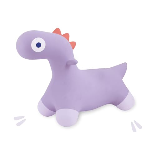 Quut Hoppi Dino Springen – Aufblasbares Gartenspielzeug für Kinder – Robustes Spielzeug für Draußen und Drinnen ab 18 Monaten (Lavendel) – Inklusive Pumpe