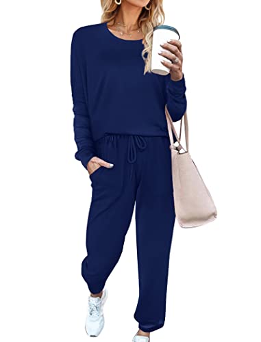 Image of Aloodor Sweatsuit for Women 2 Piece Outfits for Womens Crewneck Sweatshirts Pullover