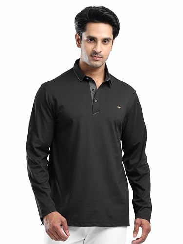 Image of STELLERS Men's Full Sleeve Polo T-Shirt | Premium Cotton | streatchable | Enzyme bio Washed | Feather Touch Feel | Sustainable
