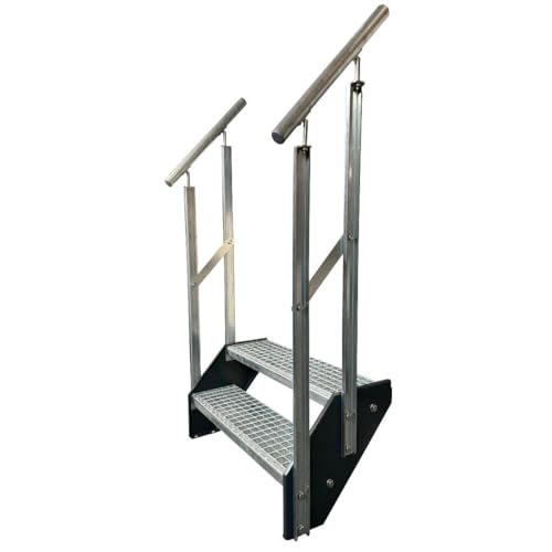 Escalier en acier anthracite pour accès terrasse et jardin avec rampe sécurisée