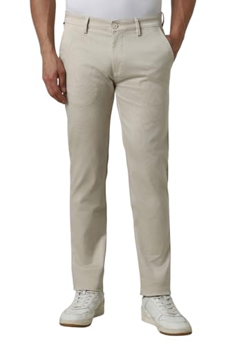 Image of Peter England Men's Straight Fit Mid Rise Chino Casual Trouser with Premium Dobby
