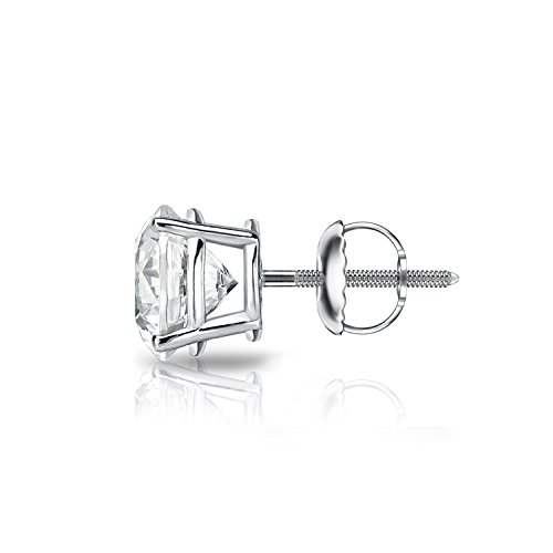 Diamond Wish 1/8 Carat Diamond Round Single Stud Earring in 14k White Gold (H-I, I1-I2, cttw) 4-Prong Basket with Screw Back - Thumbnail 2