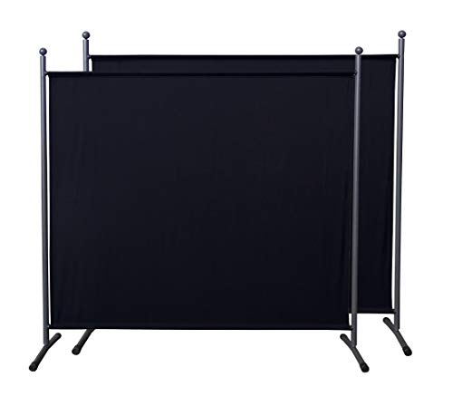 QUICK STAR 2 Stück Paravent 180 x 178 cm Schwarz - Raumteiler Stellwand Blickdicht Innen & Außen - Garten & Balkon Sichtschutz Trennwand