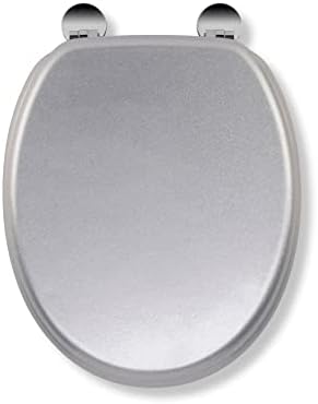 Croydex WL601840H Flexi-Fix Quartz Always Fits Never Slips Anti Bacterial Toilet Seat, Wood, Silver, 44.5 x 38 x 6 cm
