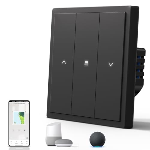 BSEED Interruptor Inteligente Mate,Control de Voz,Control de APP,Requiere Cable Neutro,1 Gang 1 Vía,Negro 86mm