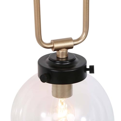 Image of KSANA Black and Gold Wall Sconce, 1-Light Wall Mounted Light Fixtures 14.5 inch H Mid-Century Modern Sconce Wall Lighting for Bedroom Living Room, Clear Globe Glass Shade