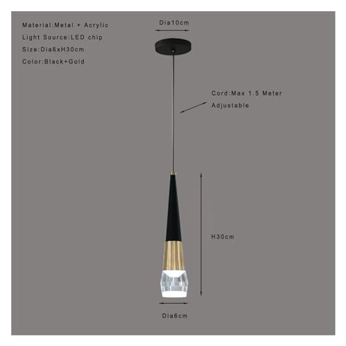Lampe suspendue LED îlot de cuisine moderne luminaire noir et or mini