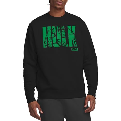 Hulk Marvel Text Sudadera Unisex, Negro, L