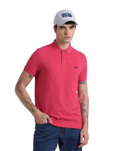 Image of Jack&Jones Men's Cotton Logo Print Slim Fit Polo