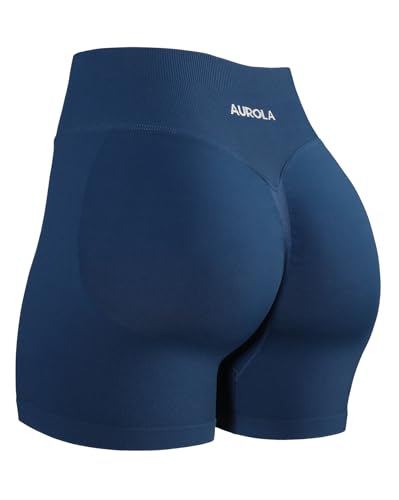 Image of AUROLA Influence Workout Shorts for Women,2.5 3.5 4.5 5.5 6.5 No Roll Up Squat Proof Scrunch Seamless Compression Gym Short