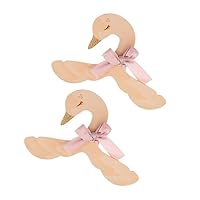 ELAYARD 2pcs Handmade Wood Clothes Hangers Swan Shape with Bowknot for Bedroom Space Saving Coat Rack for Boy Girl Wardrobe Cute and Firm Support Storage Random Color