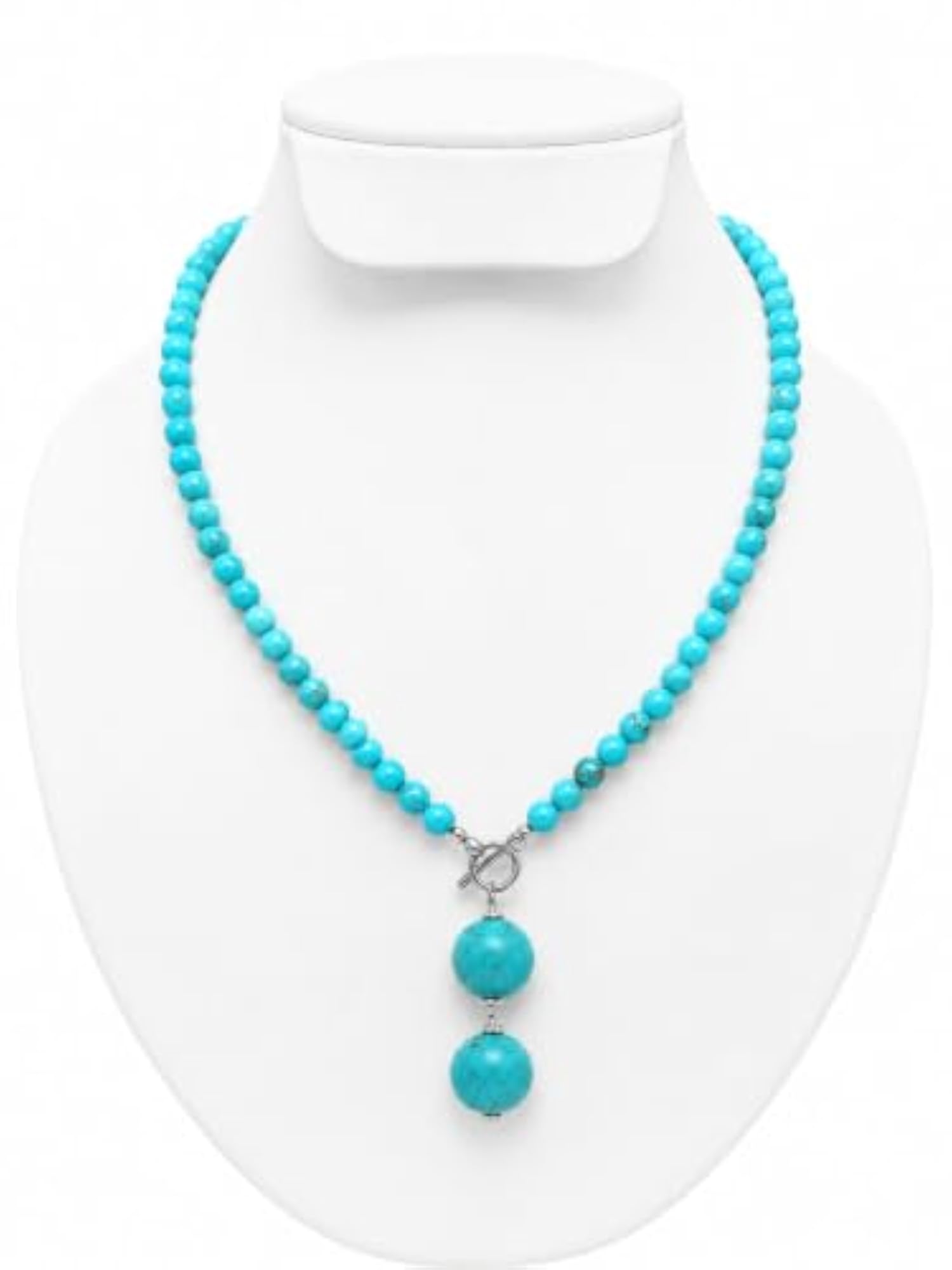 Turquoise Colour Mosaic Stone Beaded Necklace