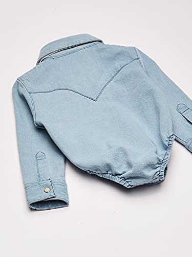 Wrangler Baby Boys Western Long Sleeve Denim Bodysuit, Faded Blue, 3-6 Months #TOP3