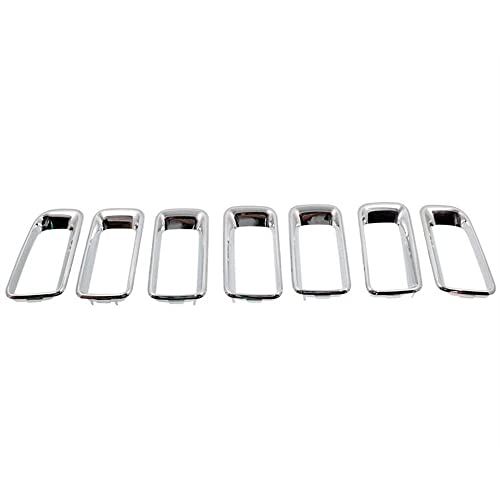 Image of Compatible with Jeep Compass 2011-2016, Car Accessories Black Chrome Front Grille Vent Hole Frame Trim Grille Trim shapeing Insert, Replace 68109865AA, Chrome /Black, 7 PCS