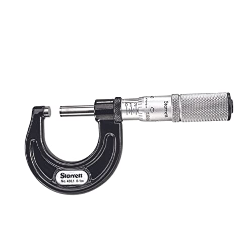 Starrett Outside Micrometer With One-Piece Spindle, Satin Chrome Finish And Tapered Frame - Quick And Easy Adjustment, 0-1" Range.0001" Graduations - T436.1Xfl-1 #TOP7