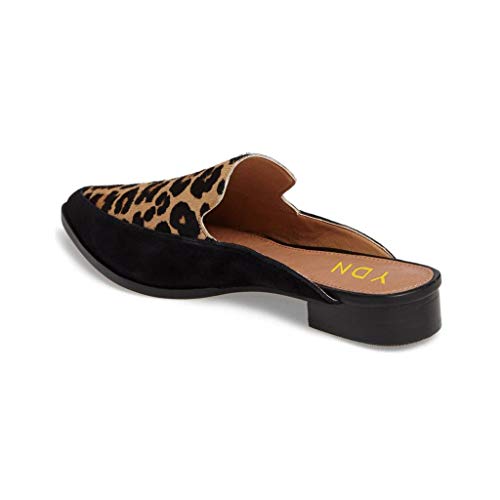Ydn Women Low Heels Mules Slip On Flats Loafers Pointy Toe Clogs Slide Slipper Shoes Leopard 10 #TOP1