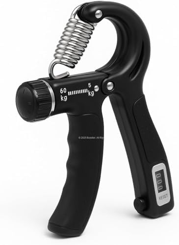 Busstier Ayarlanabilir Sayaçlı El Yayı 5-60 Kg Dirençli Bilek ve Ön Kol Güçlendirici Egzersiz Aleti Ergonomik Tasarımlı Kavrama Geliştirici Spor Ekipmanı (Siyah) - Görsel 1