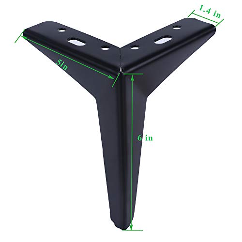 Osring 6 Inch Black Furniture Table Legs 4Pcs, Diamond Triangle Metal Sofa Leg Heavy Duty, Diy Furniture Feet Replacement For Ottoman, Cupboard And Cabinet #TOP1