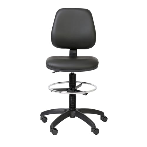 Topsit Silla giratoria para trabajar con anillo de pie, asiento acolchado cómodo y respaldo ajustable IND201