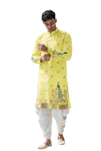 Image of Trustous Men's Pure Cotton Kurta Dhoti Set | Traditional Ethnic Wear for Festive, Wedding & Puja Occasion