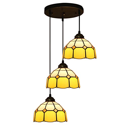 Luminaire pendant en verre taché jaune style vintage suspendu à hauteur réglable