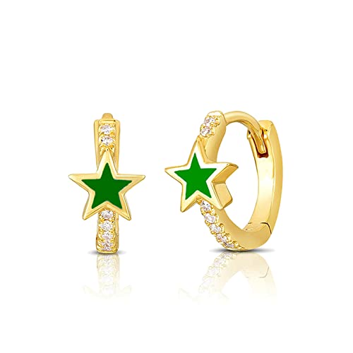 Boucles d'oreilles créoles en Argent 925 anti-allergie avec hélix étoile zircone