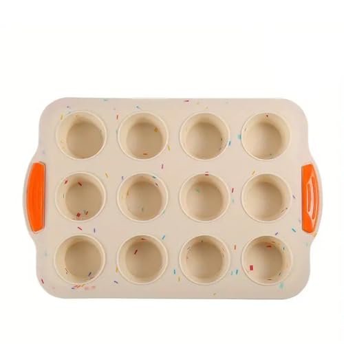 Bandeja antiadherente de silicona para hornear magdalenas con asas, molde para magdalenas y pasteles