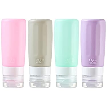AMAZON - NELSHP 2.9oz Travel Bottles for Toiletries Tsa Approved Silicone Travel Size Containers Leak Proof Refillable Travel Accessories with Labels for Shampoo and Conditioner(Peach/Purple/Green/Gray)