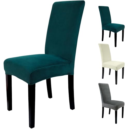 Zindoo Velvet Dining Chair Covers Set of 4, Stretch Spandex with Elastic Band Chaircover